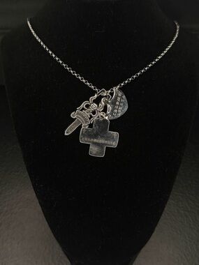 Chrome Hearts Three Tag Pendant Unisex Necklace